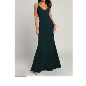 Lulus Forest Green Infinite Glory Maxi Dress Sleeveless Size S